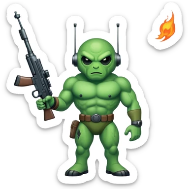 Big Buff Martian pointing rifle fullbody sticker