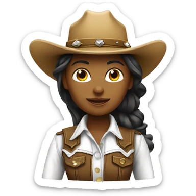 cowgirl white sticker