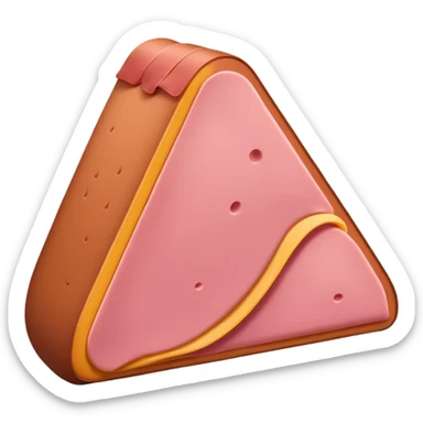 single slice of pink bologna folded, no extras, emoji style sticker