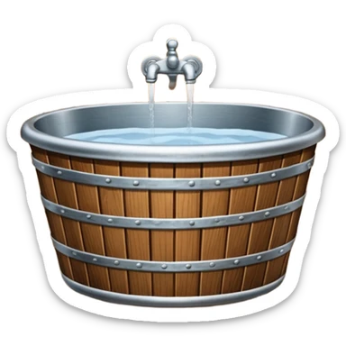 oaken tub ribbed with metal strips, for bathing sticker