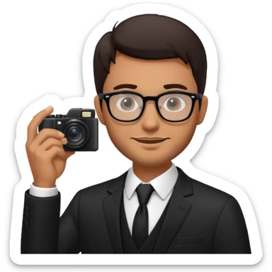 Hombre moreno con gafas haciendo fotos en una boda sticker