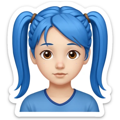 long blue hair girl in pig tails with brown eyes  sticker