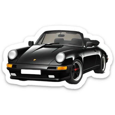 black Porsche 911 convertible bottom front view  sticker