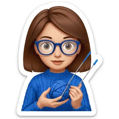  Woman with brown hair Knitting emoji sticker