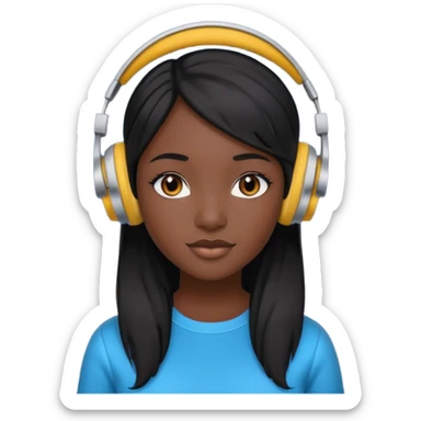 African Virtual Assistant with Black Hair with headphone on sticker