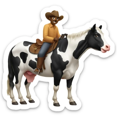A cow upon a horse sticker