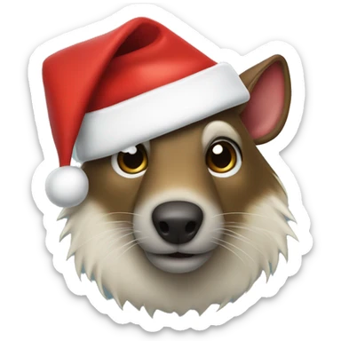 Agouti Wolf with Santa hat  sticker