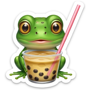 Frog that’s eating a boba sticker