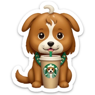Dog drinking Starbucks sticker