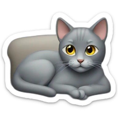 Grey cat sit on a couch sticker