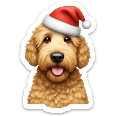 golden doodle wearing a christmas hat sticker