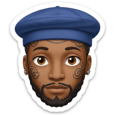 black man with tattooed faces wearing berets sticker