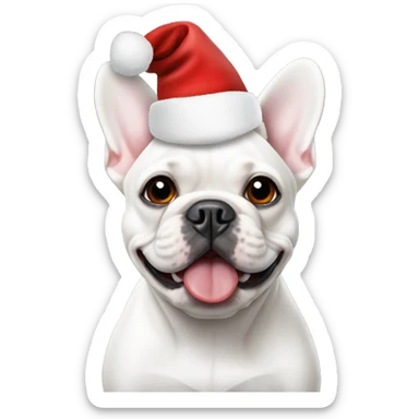 White French bulldog wearing a Santa hat  sticker