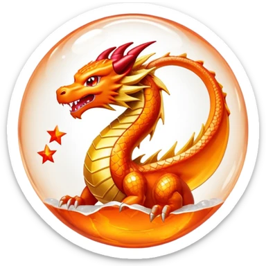 Orange crystal Dragon Ball with red stars inside, inspired by Dragon Ball anime sticker