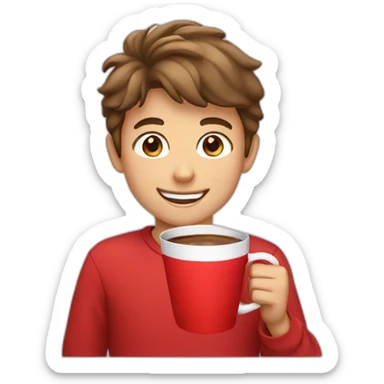 boy with red shirt smiling cup  sticker