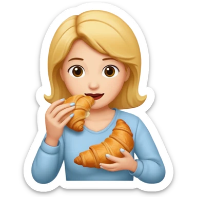 woman eating croissant sticker