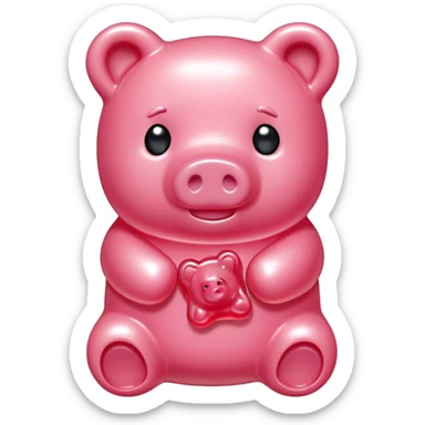 pink spam gummy bear pig candy sticker
