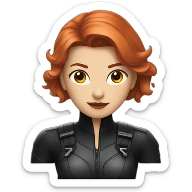 cat in black widow suit sticker