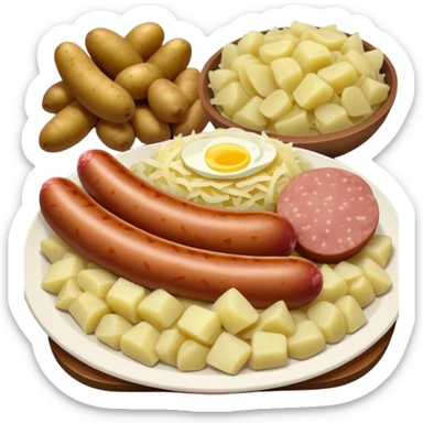 Roster with potatoes and sauerkraut sticker