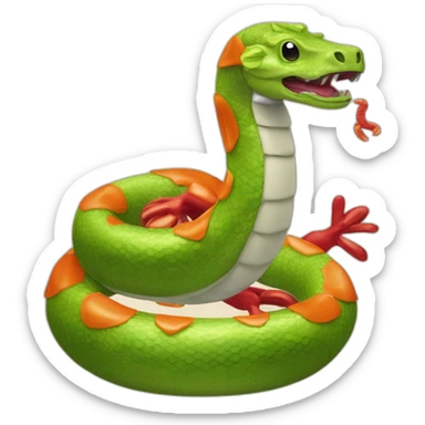 Serpent sur une vache à côté d’un crabe sticker