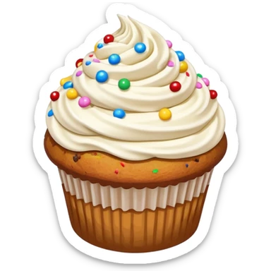 muffin with whipped cream swirl and colorful sprinkles sticker