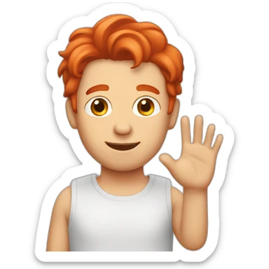 man red hair raising hand sticker