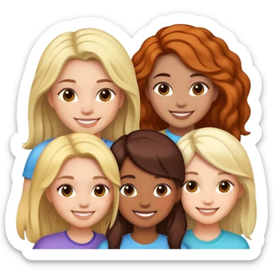 1 Black girl 2 brown girls 1 white girl with black hair sticker