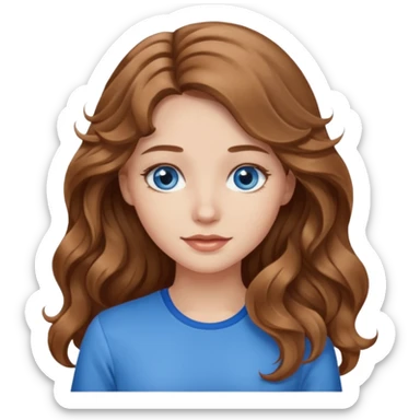 Please generate a portrait of a pretty girl with long, wavy, light brown hair. sticker