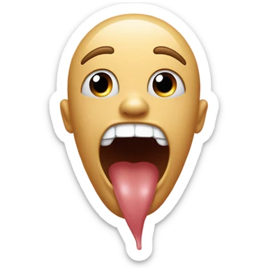 Drool mouth with top of nose in mouth and bottom sticking out with two feet emojis behind it sticker