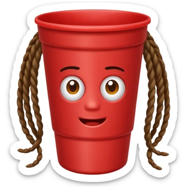 Red plastic cup with dreads sticker