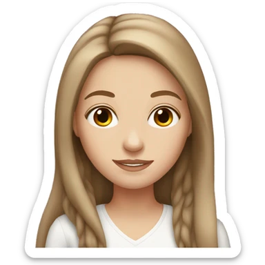 White girl with long brown hair sticker