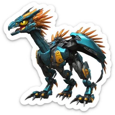 futuristic spiky raptor-dragon-Bionicle-mecha full body sticker