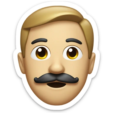 face with mustage and tape sticker