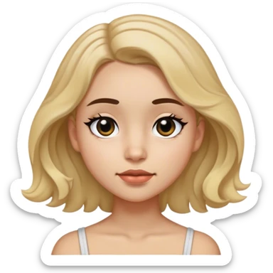 Chica con pelo cortó a los hombros con pequeñas ondulaciones, piel blanca, ojos negros y un pequeño lunar debajo del ojo izquierdo  sticker