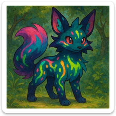 Neon Fantasy Furry-Fakémon-Creature with splash markings (full body) sticker