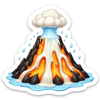 Volcano but with white liquid erupting sticker