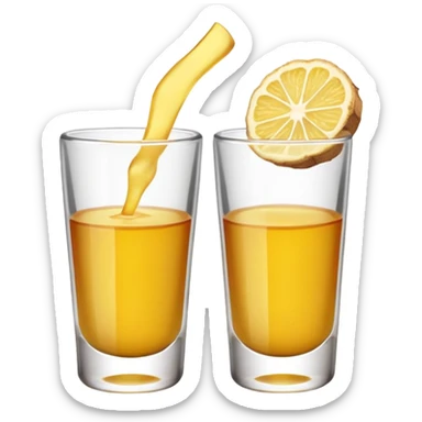 make shot glasss full of a ginger shot yellow  sticker