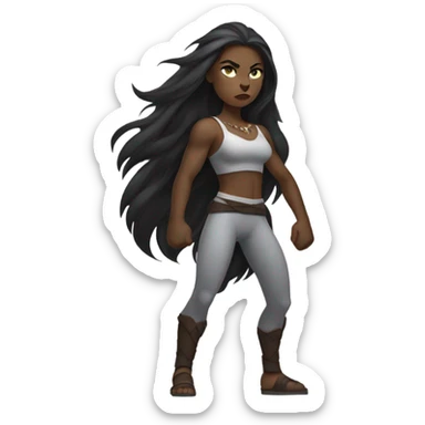 savage catwomen with long hair and white skin full body sticker