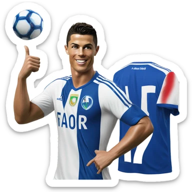 photorealistic Cristiano Ronaldo in Al Nasr jersey shows thumbs up sticker