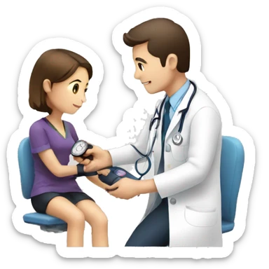 doctor measuring patient's blood pressure sticker