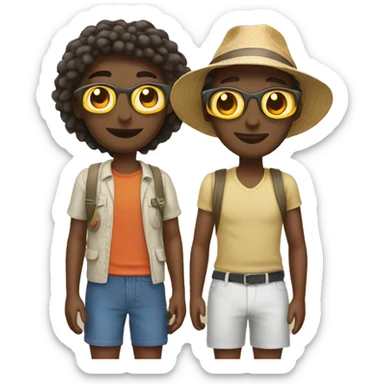Two close friends on vacation emoji. sticker