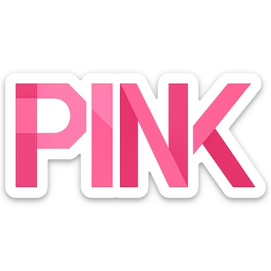 the word 'pink' in modern, geometric pink font sticker