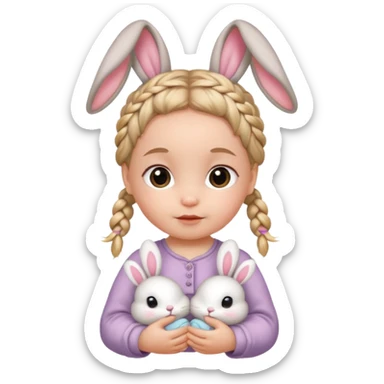 bunny ear accessory wearing baby braided hair sticker