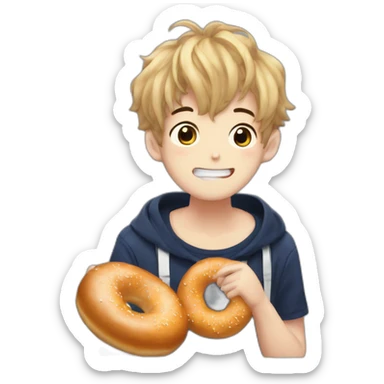 félix from stray kids eating a bagel sticker