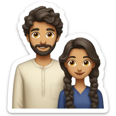 indian gujarati 21 year old brother with a beard and teenager sister with wavy hair sticker