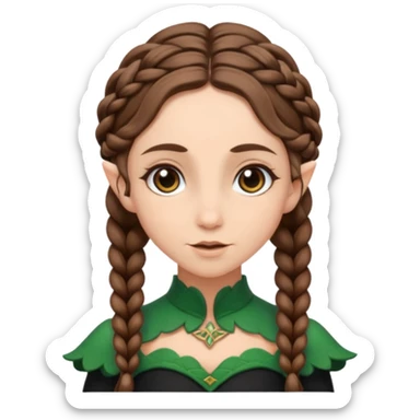 elves with braided brown  hair old man black dress  sticker