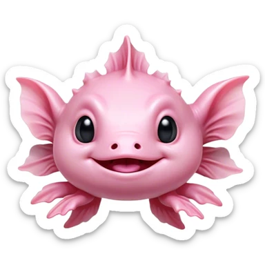 Cinematic Comical Axolotl Portrait Emoji, Head tilted dramatically with an exaggeratedly amused expression, featuring smooth, pale pink skin with ruffled, feathery gills and wide, expressive dark eyes filled with playful disbelief, Simplified yet hilariously expressive features, highly detailed, glowing with a slightly sassy glow, high shine, dramatic yet playful, stylized with an air of cheeky mischief, bright and endearing, soft glowing outline, capturing the essence of a spirited and over-the-top aquatic friend, so meme-worthy it feels like it could side-eye its way into internet fame instantly! sticker