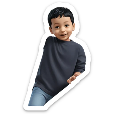 boy with black hair and plant sticker