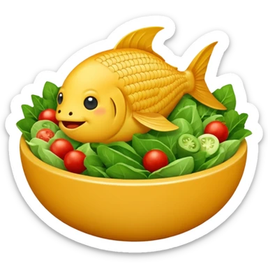 buatkan emoji salad namun berbentuk ikan 🐟 yang chubby untuk discord emoji tentang mancing sticker