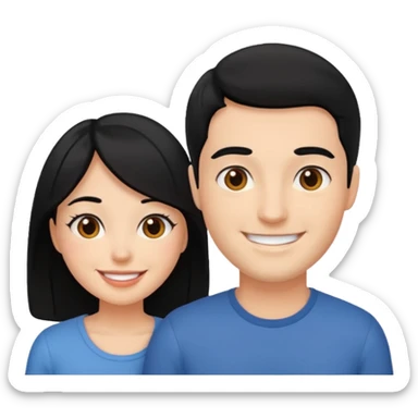 A couple with black hair and even skin smiling sticker